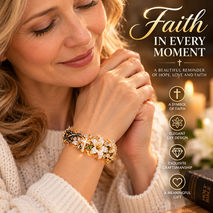 ✝️ Crown of Thorns & Lily Faith Bracelet™ – Christian Cross Bracelet 🌿