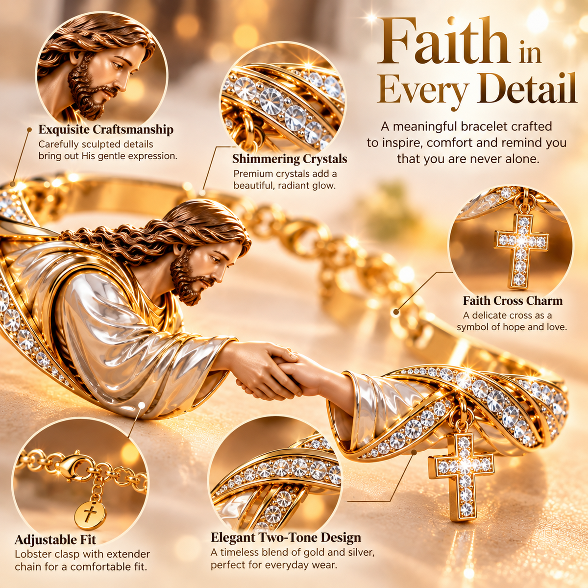 🔥 Last Day 50% Off 🔥Faithful Embrace™ | Jesus Holding Your Hand Bracelet – A Symbol of Faith & Love