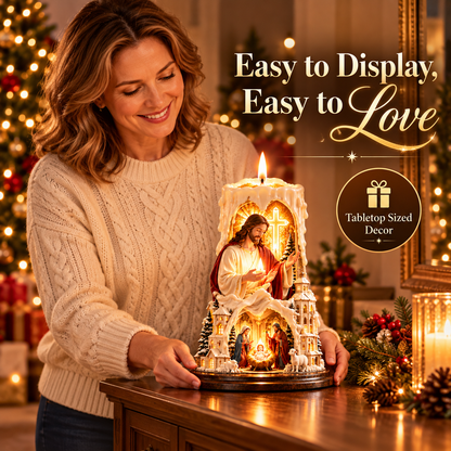 ✝️✨ Jesus Light of Faith™ – Illuminated Nativity Candle Centerpiece