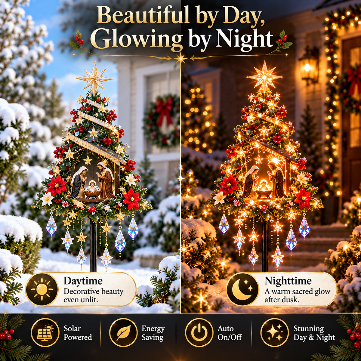 🎁Today 50% OFF🎁✝️Nativity Christmas Tree Garden Stake Light