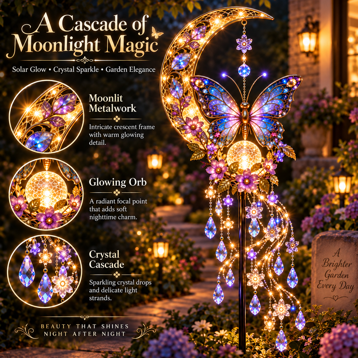 🎁Today 50% OFF🎁🦋 Enchanted Butterfly Moon Garden Stake Light
