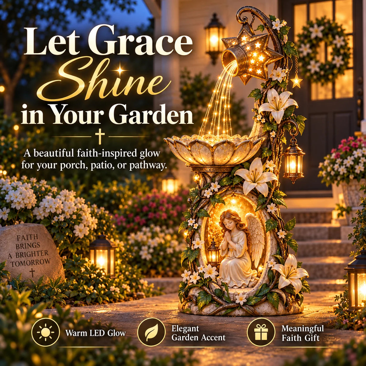 👼✨ Angel Starlight Garden Fountain™ – Faith-inspired Lighted Outdoor Decor