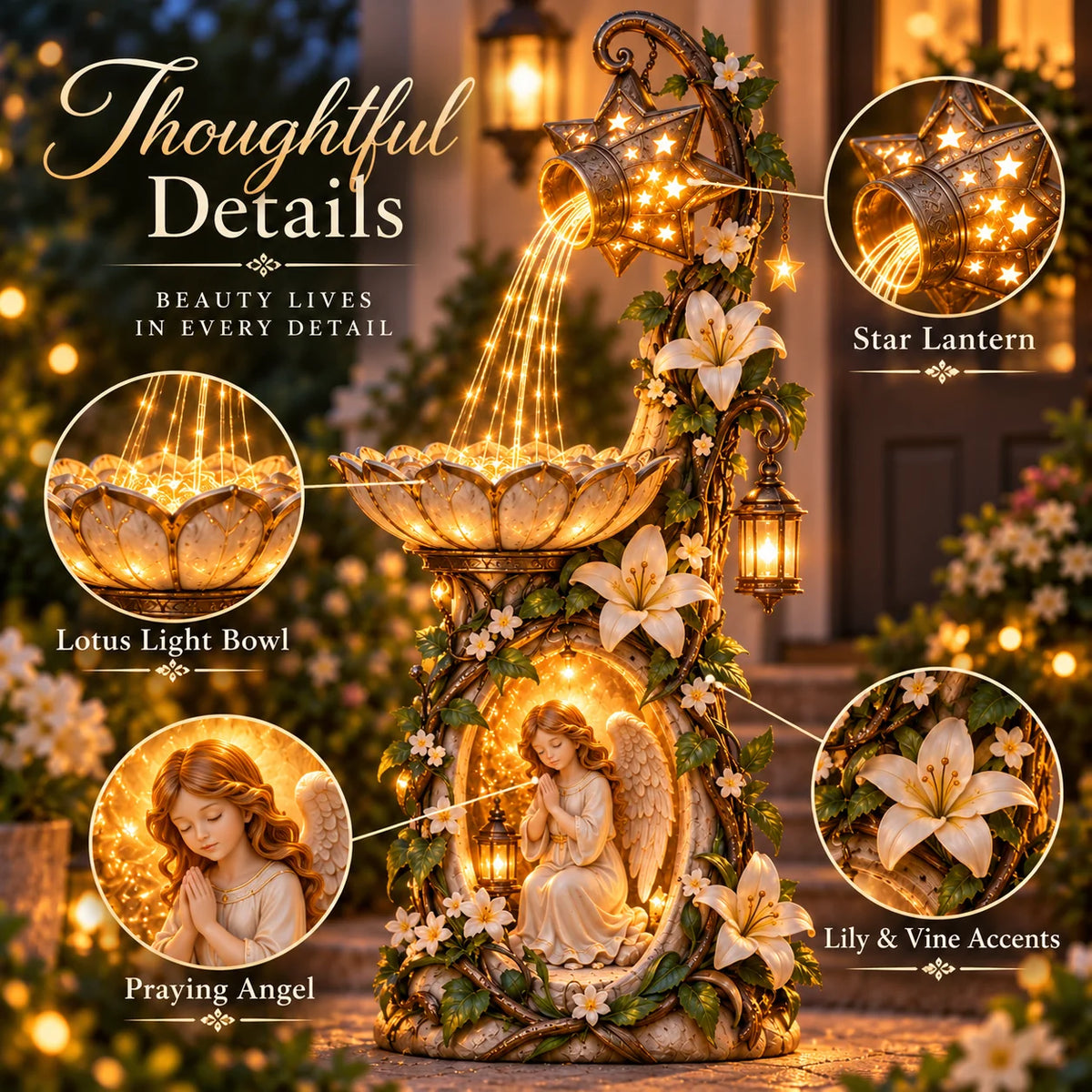 👼✨ Angel Starlight Garden Fountain™ – Faith-inspired Lighted Outdoor Decor