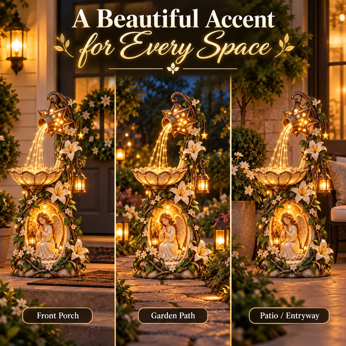 👼✨ Angel Starlight Garden Fountain™ – Faith-inspired Lighted Outdoor Decor