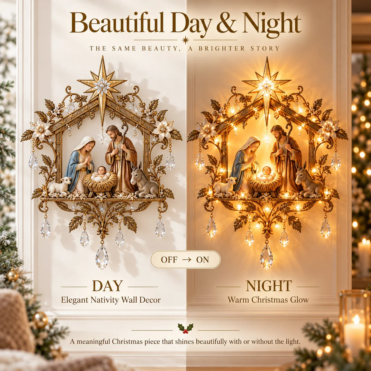 ⭐ Bethlehem Nativity Glow Lighted Wall Decor