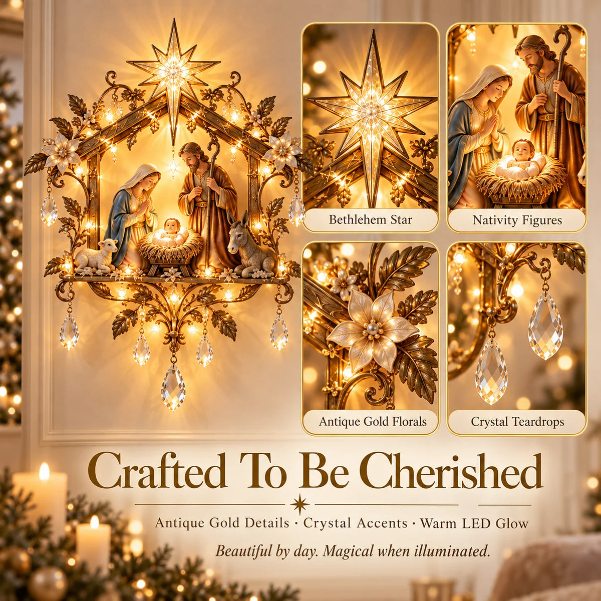 ⭐ Bethlehem Nativity Glow Lighted Wall Decor