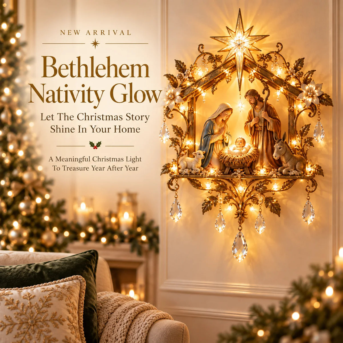 ⭐ Bethlehem Nativity Glow Lighted Wall Decor