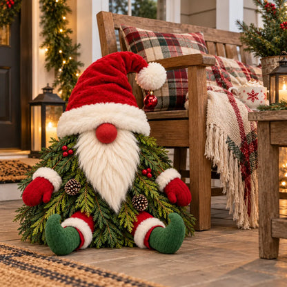 Sitting Christmas Evergreen Gnome Decor
