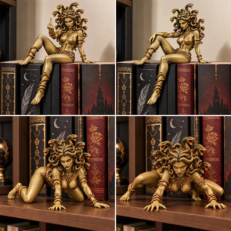 Medusa Goddess Snake Hair Statue, Greek Mythology Gothic Desk Ornament
