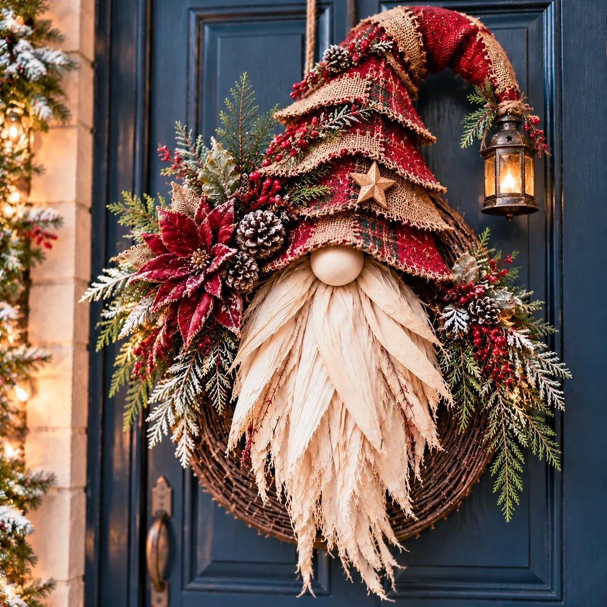 🎄 Rustic Christmas Gnome Wreath – A Cozy Farmhouse Christmas Welcome