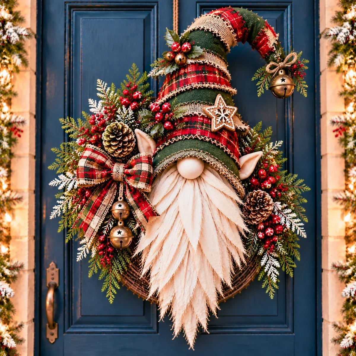🎄 Rustic Christmas Gnome Wreath – A Cozy Farmhouse Christmas Welcome