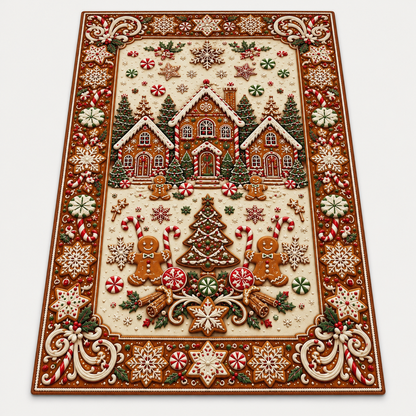 🎄 Christmas Holiday Optical Illusion Area Rug, Festive Winter Non-Slip Carpet for Living Room Decor ❄️