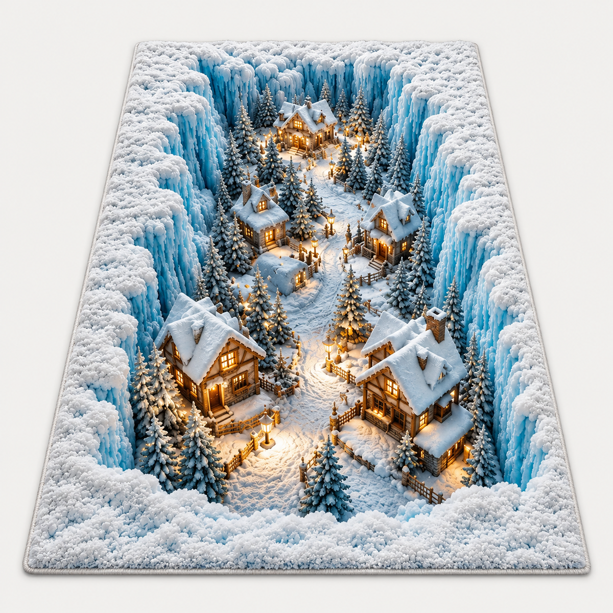 🎄 Christmas Holiday Optical Illusion Area Rug, Festive Winter Non-Slip Carpet for Living Room Decor ❄️