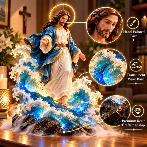 ✝️✨ Walk on Water™ – Lighted Jesus Ocean Mist Diffuser with Breathing Halo & Glowing Waves | A Gift of Faith & Peace