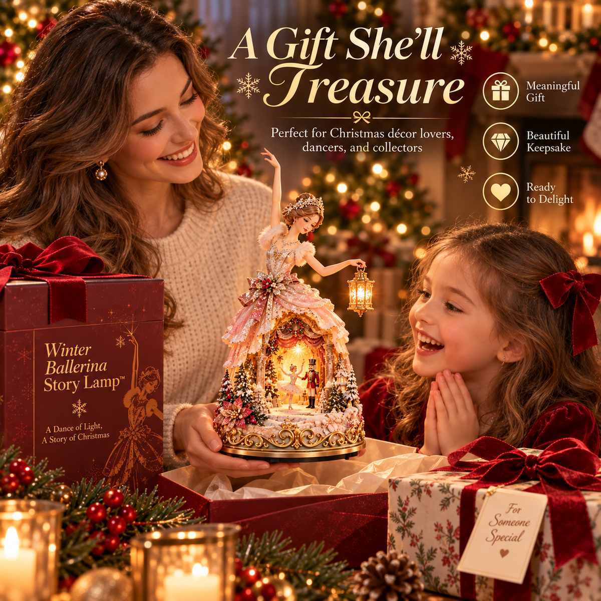 🔥LAST DAY 49% OFF 🩰  Winter Ballerina Story Lamp™ – Lighted Nutcracker Christmas Tabletop Decor