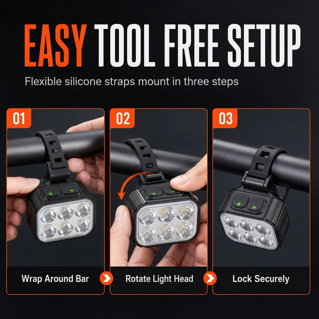 🚨 Super Bright LED Bike Headlight – Ultra-Long Range Beam for Night Riding 🚴‍♂️
